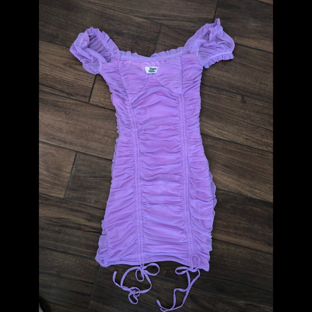 Vintage 90s Tiger Mist Little Purple Dress-lavendar color with scrunchy material